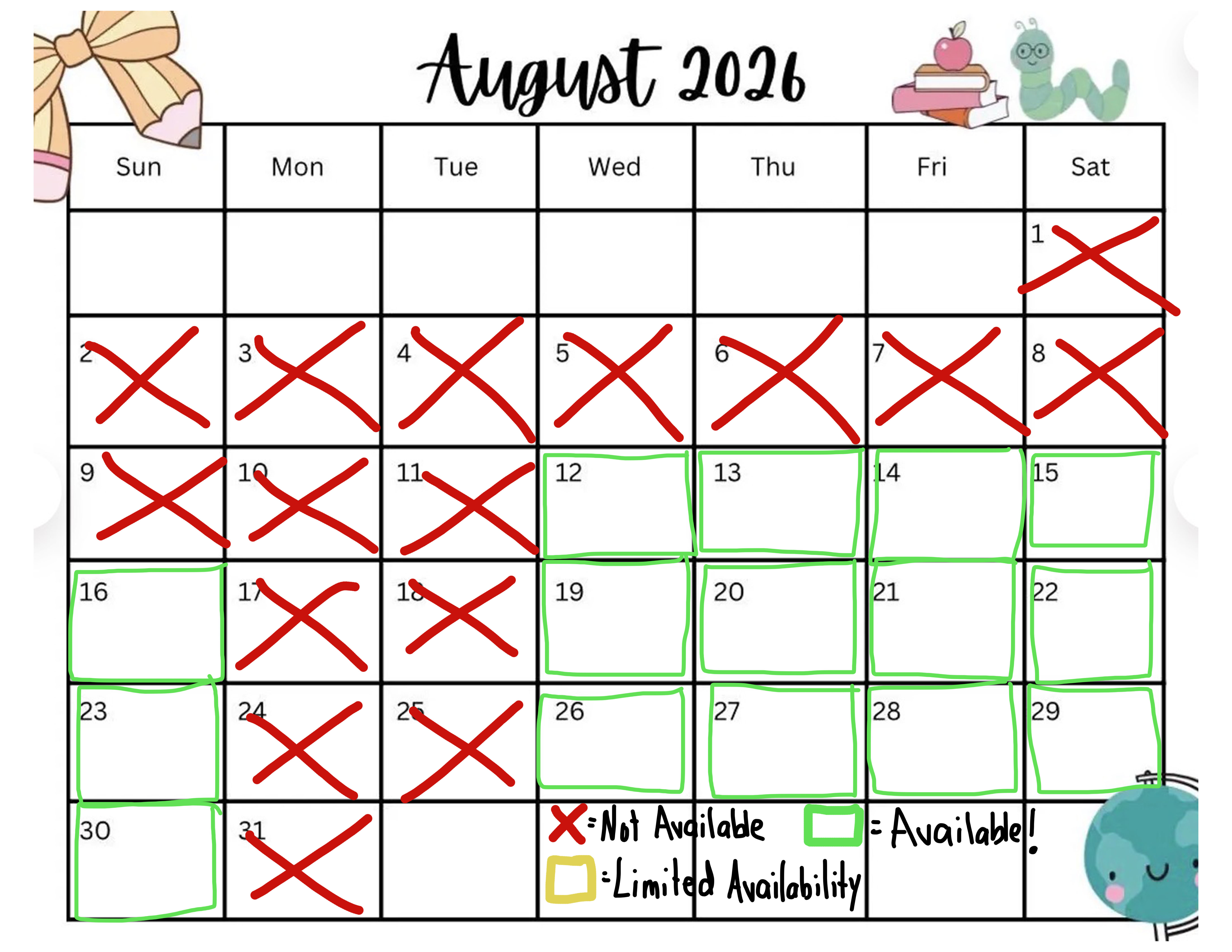 August Availability